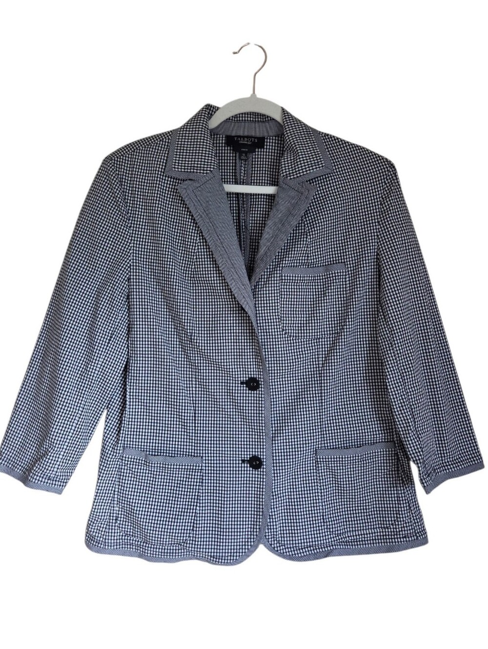 talbots stretch gingham check 3-Button blazer size 12